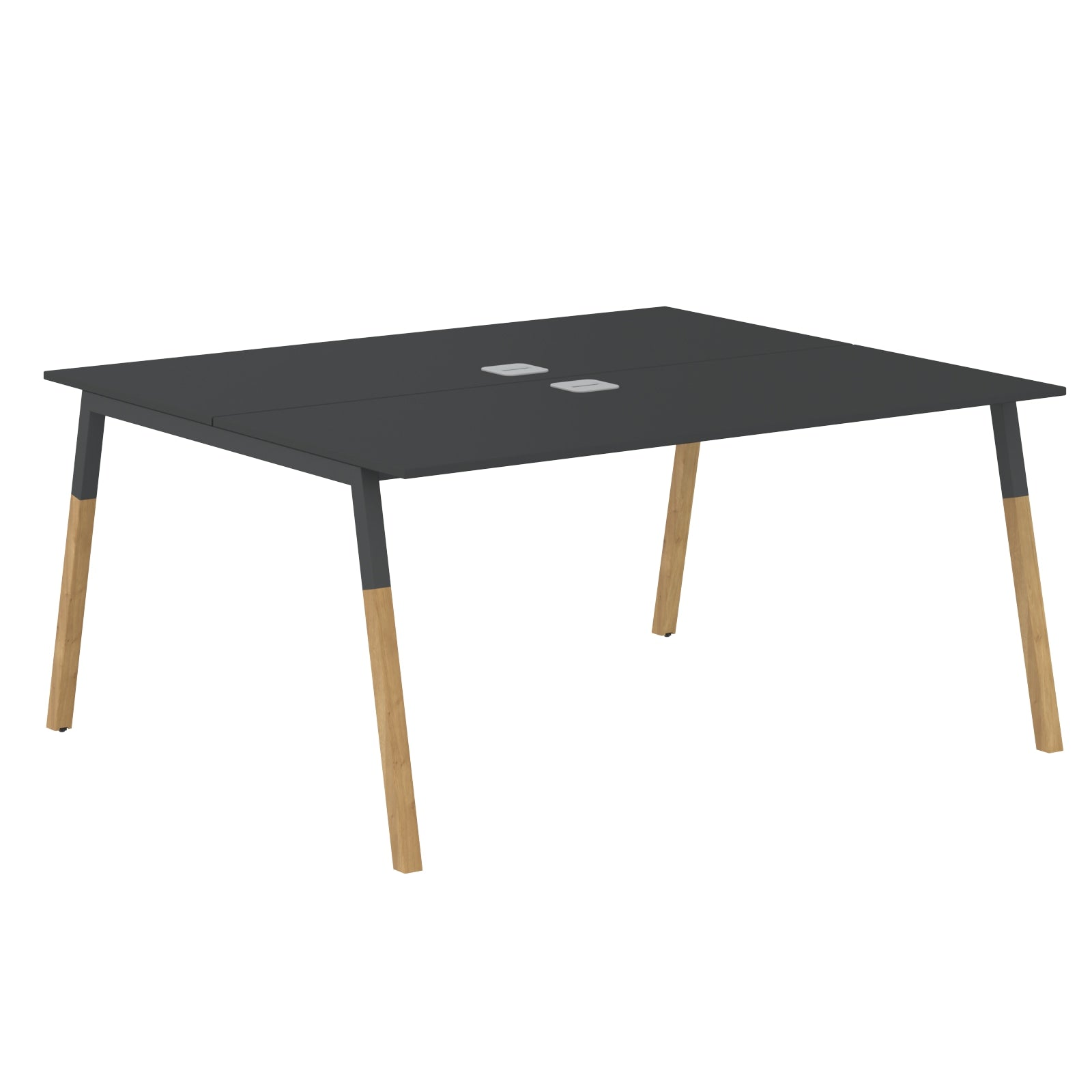 EXECUTIVE MODERN DESIGN CLUSTER OF 02 WORKSTATION, MADE IN E1 LAMINATE CHIPBOPARD, WITH SLANTED SHAPE METAL/WOODEN LEGS by Treejar | Souqify