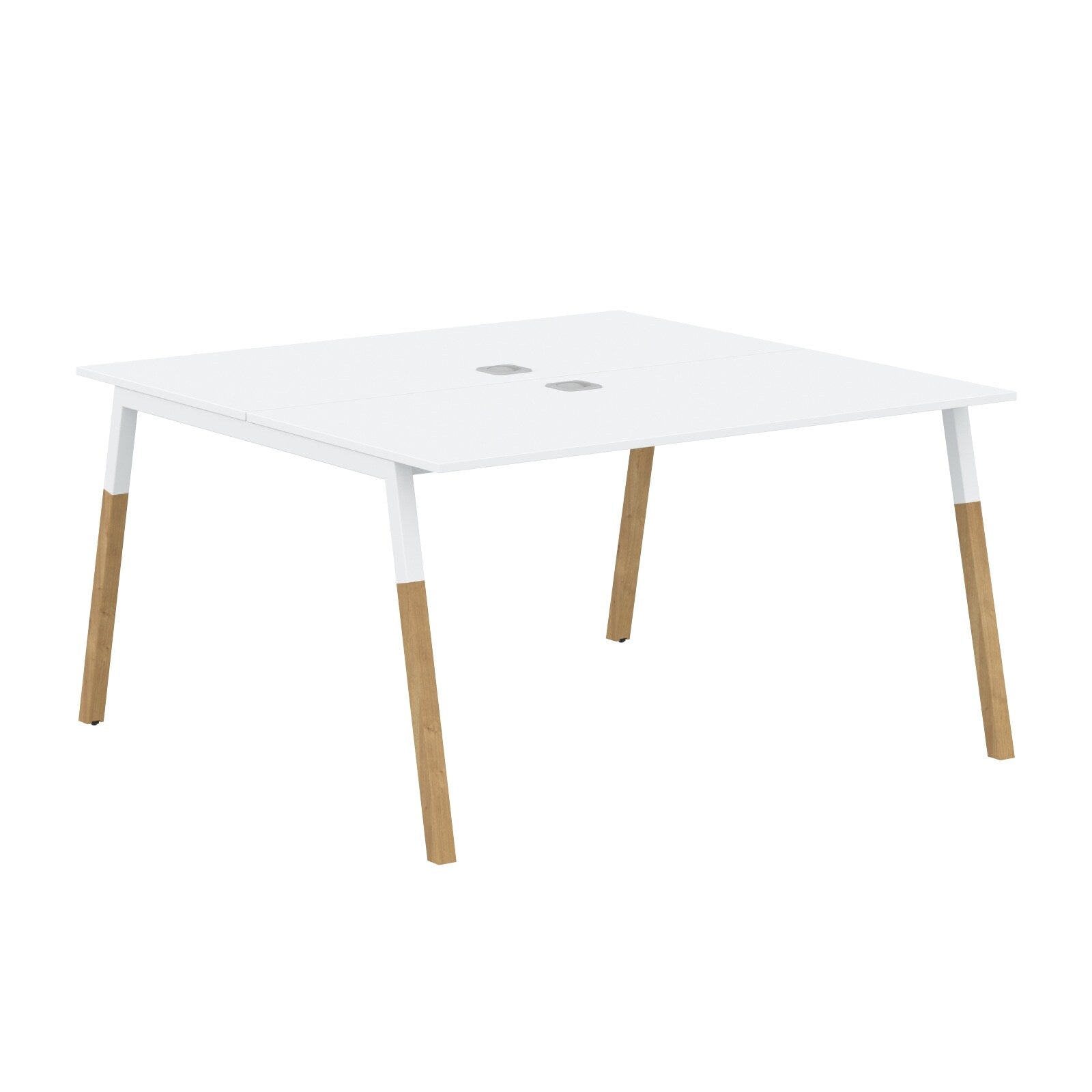 EXECUTIVE MODERN DESIGN CLUSTER OF 02 WORKSTATION, MADE IN E1 LAMINATE CHIPBOPARD, WITH SLANTED SHAPE METAL/WOODEN LEGS by Treejar | Souqify