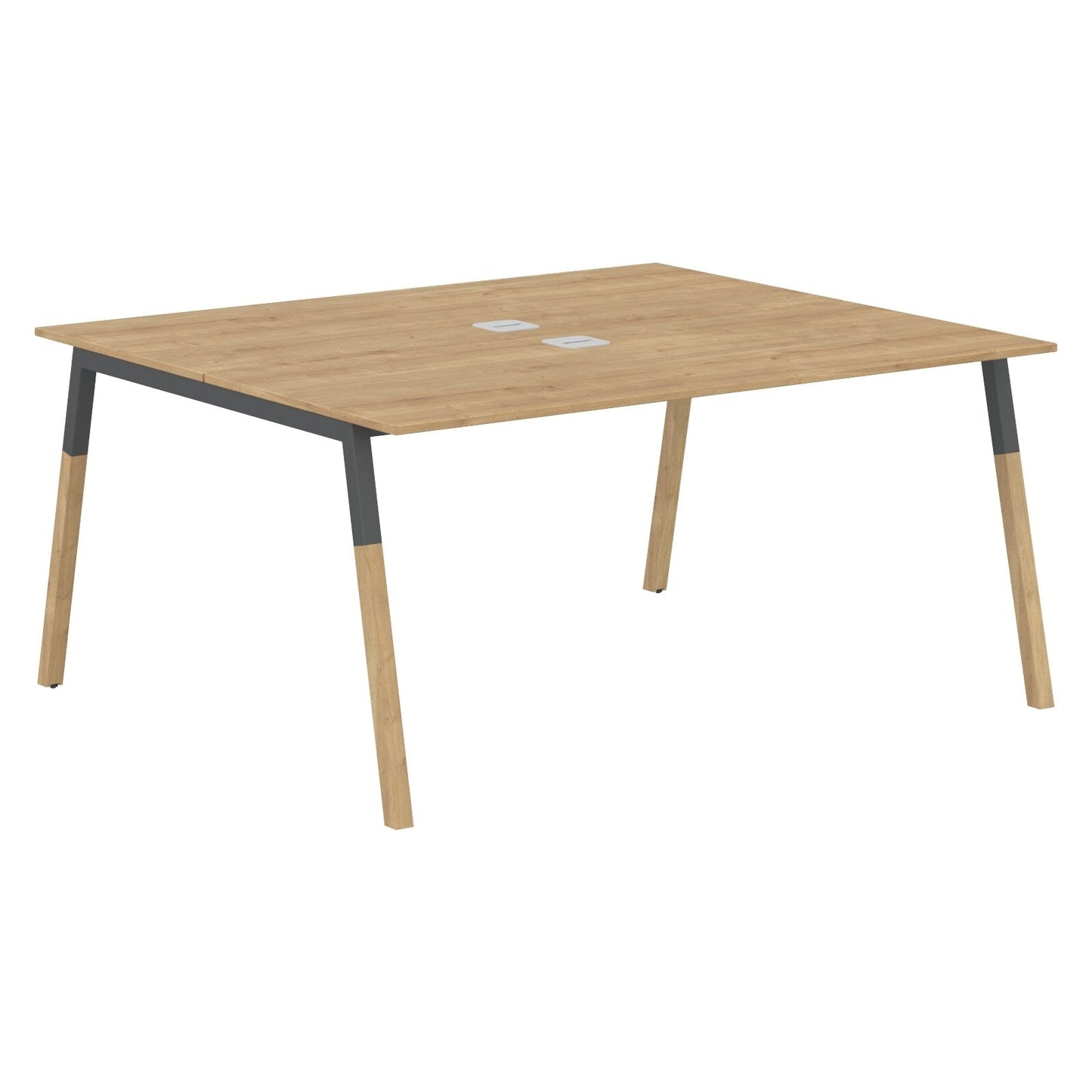 EXECUTIVE MODERN DESIGN CLUSTER OF 02 WORKSTATION, MADE IN E1 LAMINATE CHIPBOPARD, WITH SLANTED SHAPE METAL/WOODEN LEGS by Treejar | Souqify