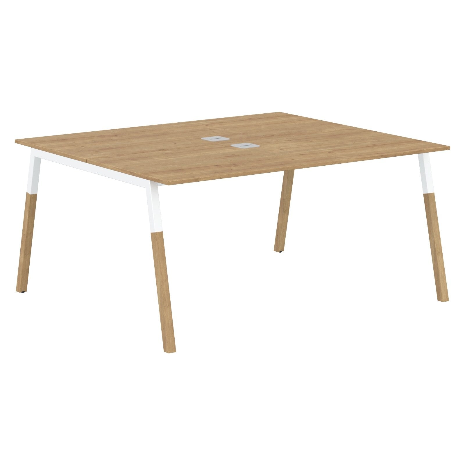 EXECUTIVE MODERN DESIGN CLUSTER OF 02 WORKSTATION, MADE IN E1 LAMINATE CHIPBOPARD, WITH SLANTED SHAPE METAL/WOODEN LEGS by Treejar | Souqify