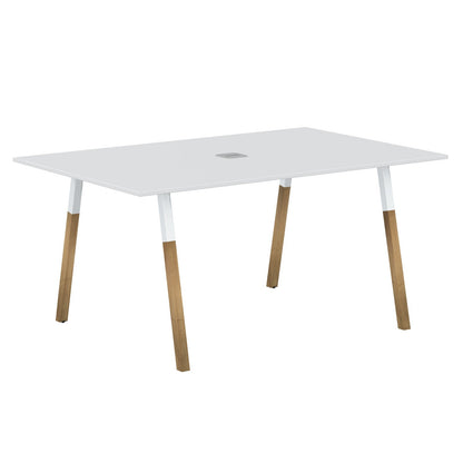 EXECUTIVE MODERN DESIGN RECTANGULAR SHAPE MEETING DESK, MADE IN E1 LAMINATE CHIPBOPARD, WITH SLANTED SHAPE METAL/WOODEN LEGS by Treejar | Souqify