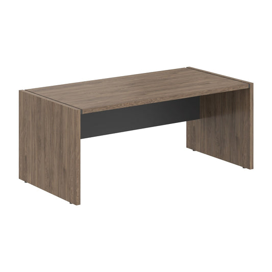 EXECUTIVE RECTANGULAR SHAPE DESK, MADE IN E1 LAMINATE CHIPBOARD, WITH WOODEN MODESTY PANEL AND LEGS 1600x900x750 Karia Palmyra/Anthracite by Treejar | Souqify