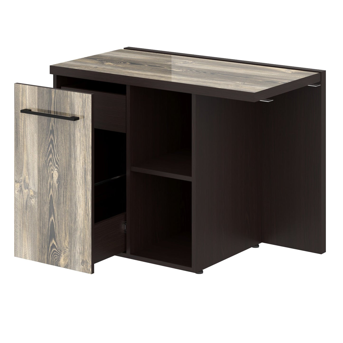 EXECUTIVE RECTANGULAR SHAPE SIDE DESK MADE IN 36MM MFC TOP E1 LAMINATE CHIPBOARD, WITH OPEN SHELFS AND DRAWER by Treejar | Souqify