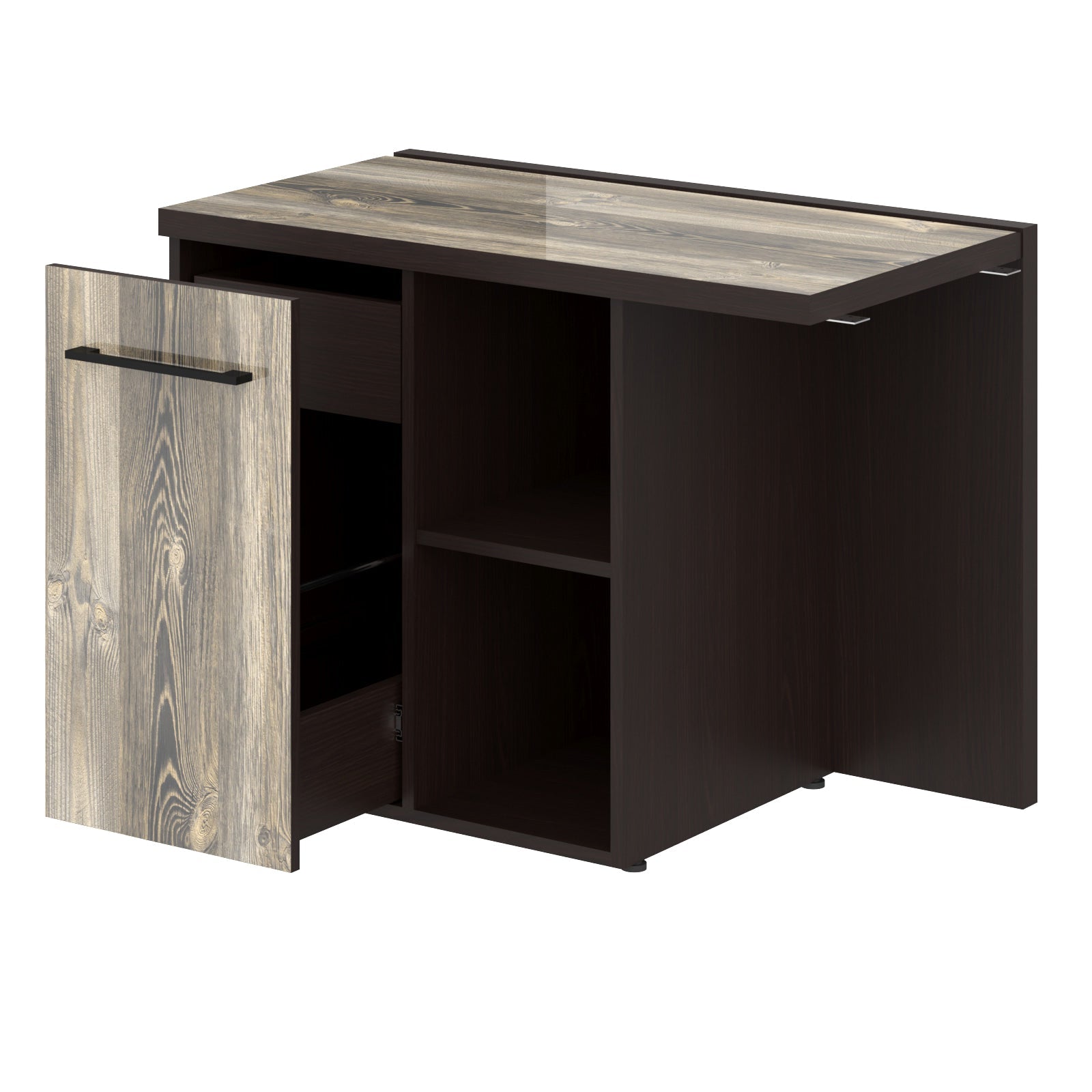 EXECUTIVE RECTANGULAR SHAPE SIDE DESK MADE IN 36MM MFC TOP E1 LAMINATE CHIPBOARD, WITH OPEN SHELFS AND DRAWER by Treejar | Souqify