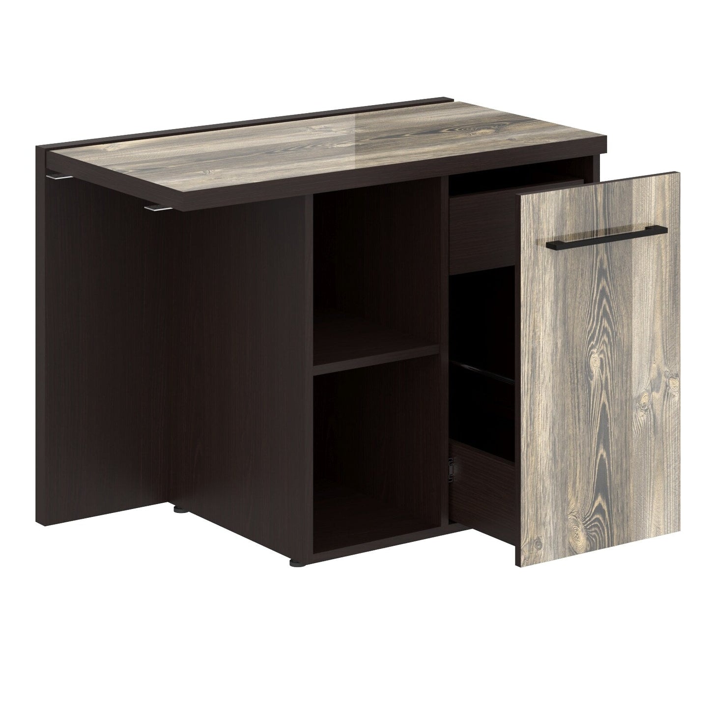 EXECUTIVE RECTANGULAR SHAPE SIDE DESK MADE IN 36MM MFC TOP E1 LAMINATE CHIPBOARD, WITH OPEN SHELFS AND DRAWER by Treejar | Souqify