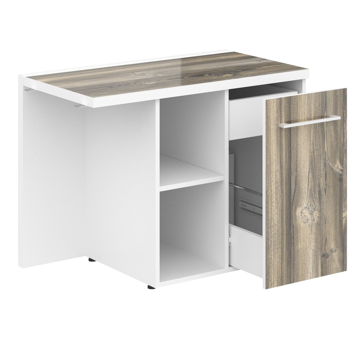 EXECUTIVE RECTANGULAR SHAPE SIDE DESK MADE IN 36MM MFC TOP E1 LAMINATE CHIPBOARD, WITH OPEN SHELFS AND DRAWER by Treejar | Souqify
