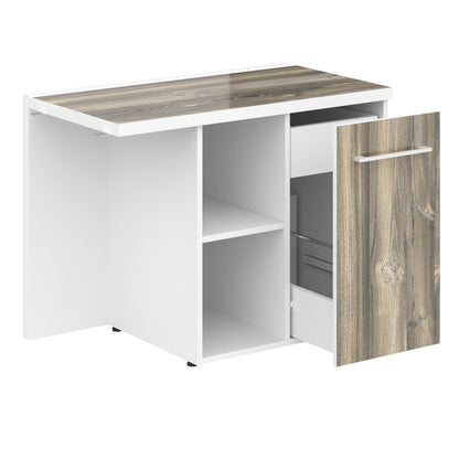 EXECUTIVE RECTANGULAR SHAPE SIDE DESK MADE IN 36MM MFC TOP E1 LAMINATE CHIPBOARD, WITH OPEN SHELFS AND DRAWER by Treejar | Souqify