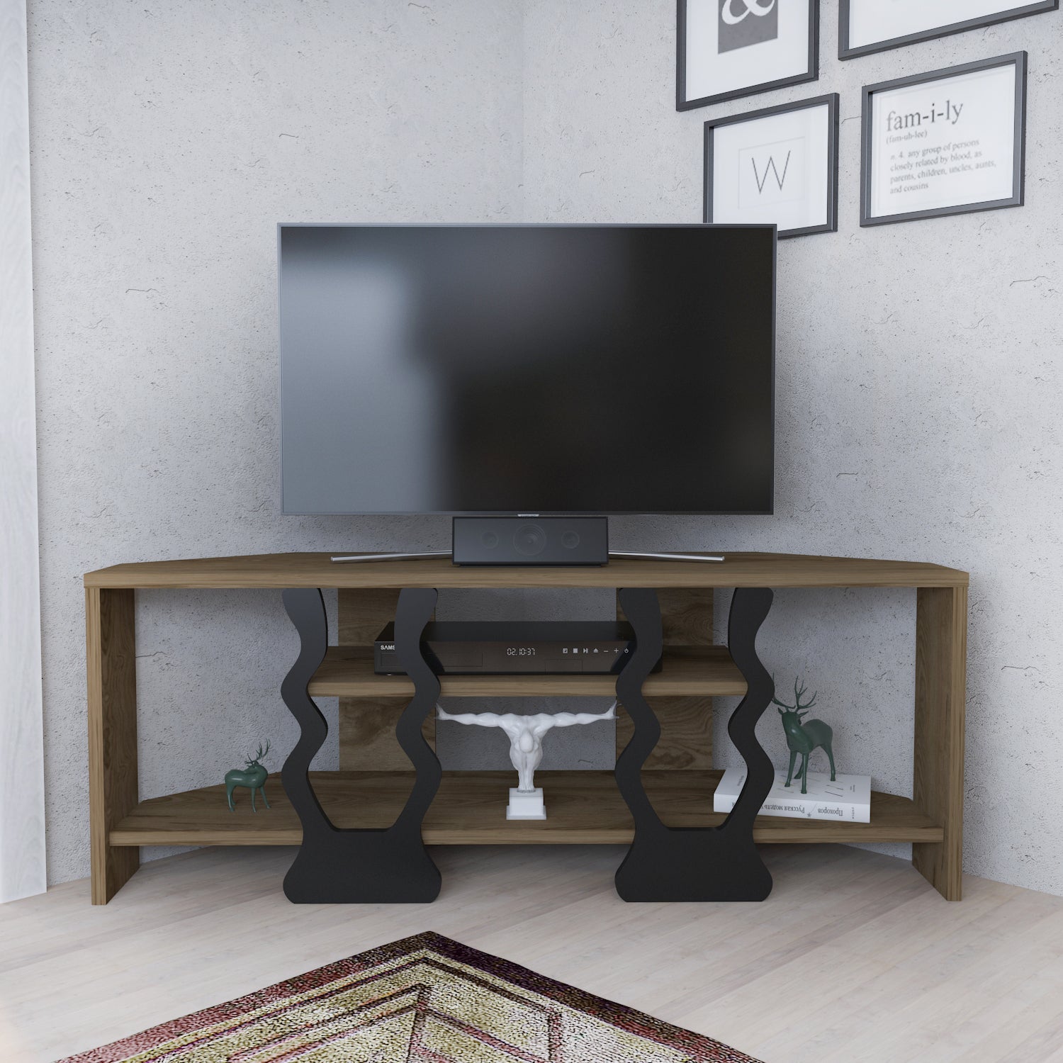 Firal TV UNITESI - OUD OAK AND Black COLOUR by DECOROTIKA | Souqify