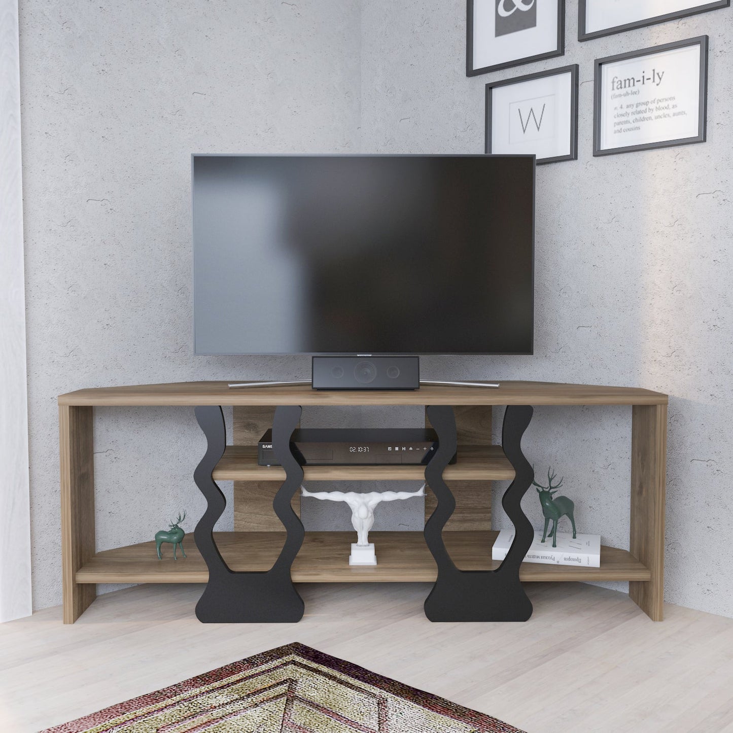 Firal TV UNITESI - Walnut AND Black COLOUR by DECOROTIKA | Souqify