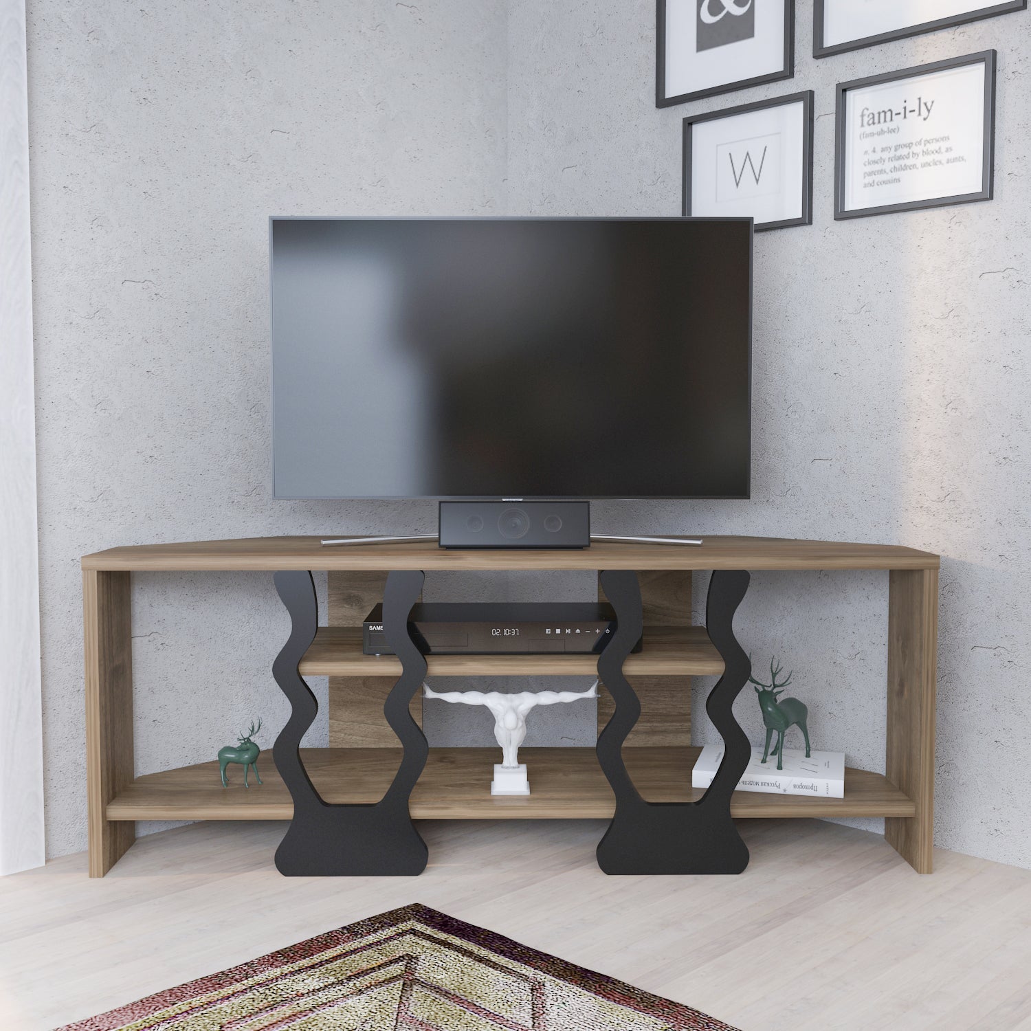Firal TV UNITESI - Walnut AND Black COLOUR by DECOROTIKA | Souqify