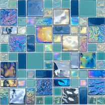 Foshan Wholesale Mosaic Swimming Pool Square Blue Ceramic Mosaic Bathroom Glass Tile by Vivid Tiles | Souqify
