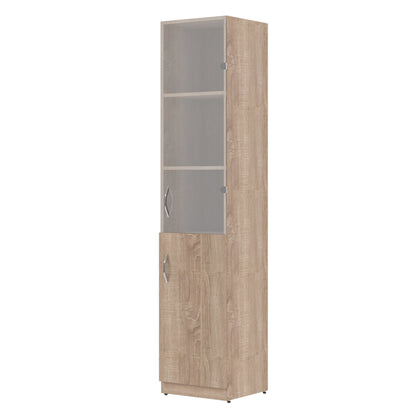 FULL HEIGHT CABINET MADE IN E1 LAMINATE CHIPBOARD WITH GLASS AND WOODEN SWING DOORS 386x375x1817 White by Treejar | Souqify