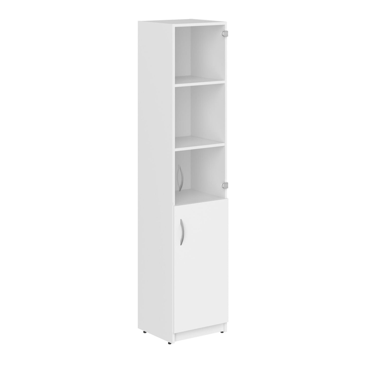 FULL HEIGHT CABINET MADE IN E1 LAMINATE CHIPBOARD WITH GLASS AND WOODEN SWING DOORS 386x375x1817 White by Treejar | Souqify