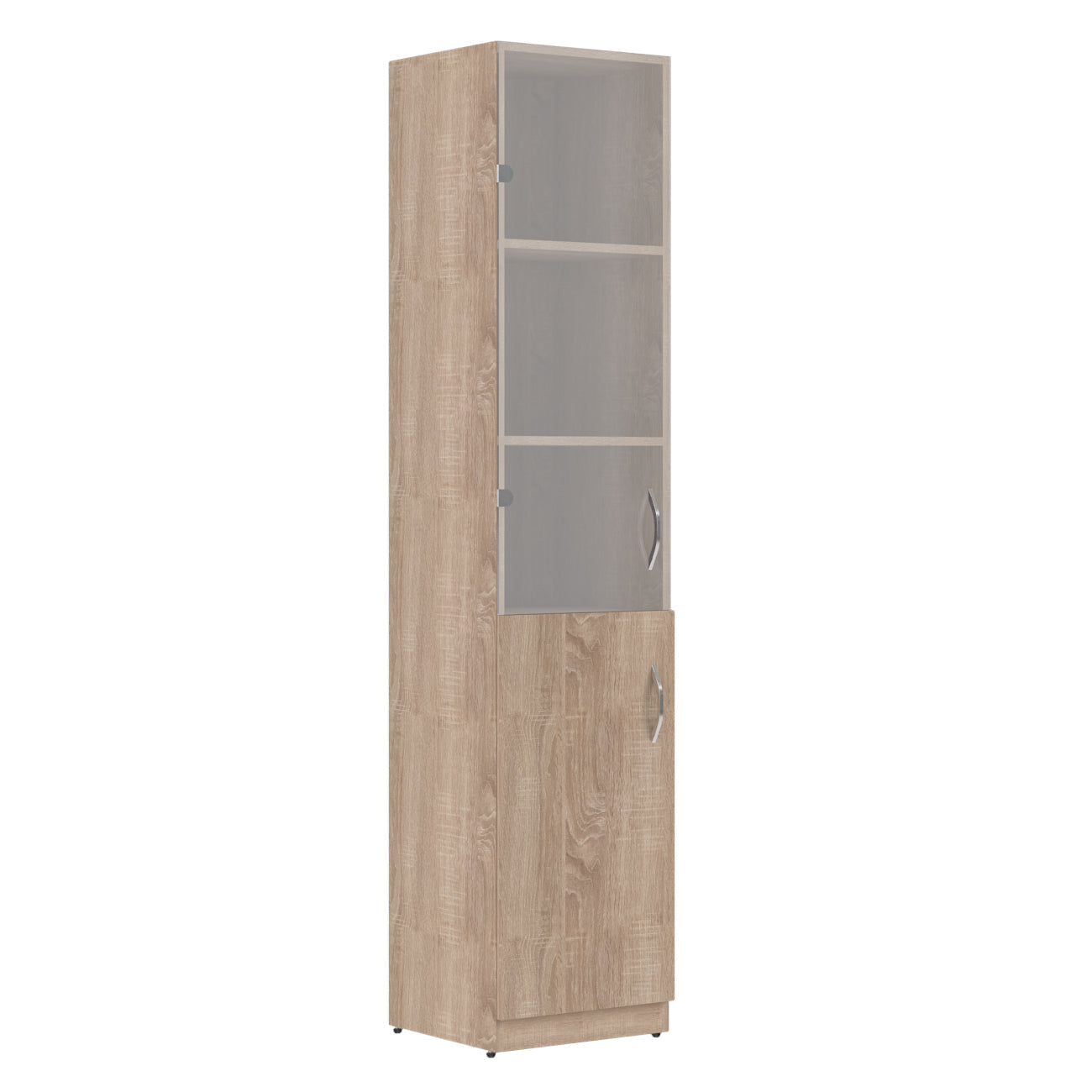 FULL HEIGHT CABINET MADE IN E1 LAMINATE CHIPBOARD WITH GLASS AND WOODEN SWING DOORS 386x375x1817 White by Treejar | Souqify