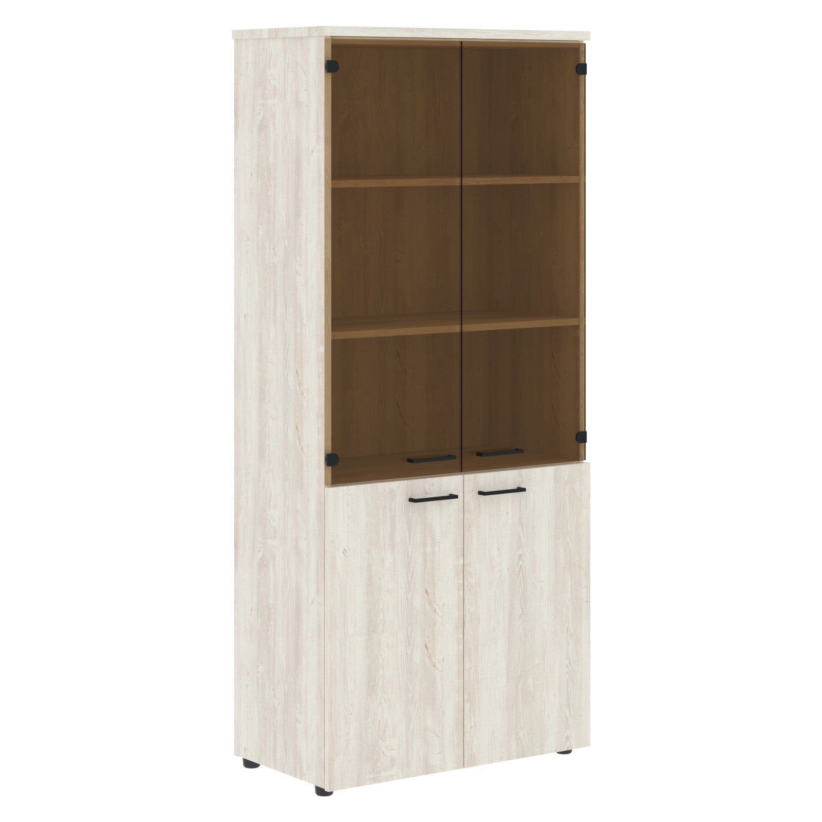 FULL HEIGHT CABINET, MADE IN E1 LAMINATE CHIPBOARD, WITH GLASS AND WOODEN SWING DOORS by Treejar | Souqify