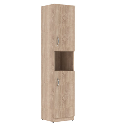 FULL HEIGHT CABINET MADE IN E1 LAMINATE CHIPBOARD WITH OPEN SHELF AND WOODEN SWING DOORS 386x375x1817 White by Treejar | Souqify