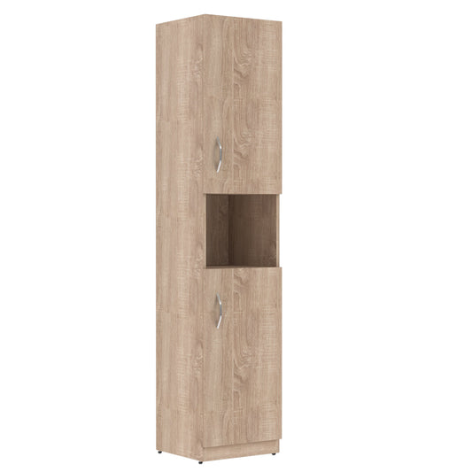 FULL HEIGHT CABINET MADE IN E1 LAMINATE CHIPBOARD WITH OPEN SHELF AND WOODEN SWING DOORS 386x375x1817 White by Treejar | Souqify