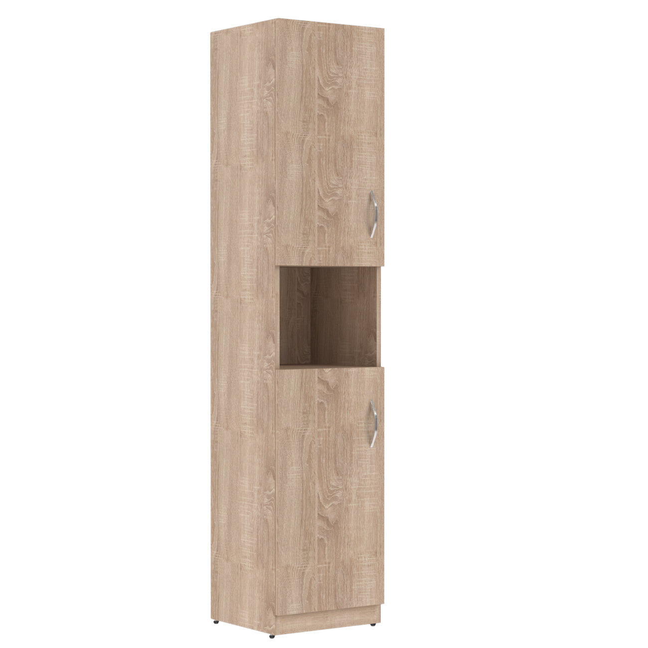 FULL HEIGHT CABINET MADE IN E1 LAMINATE CHIPBOARD WITH OPEN SHELF AND WOODEN SWING DOORS 386x375x1817 White by Treejar | Souqify