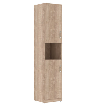 FULL HEIGHT CABINET MADE IN E1 LAMINATE CHIPBOARD WITH OPEN SHELF AND WOODEN SWING DOORS 386x375x1817 White by Treejar | Souqify