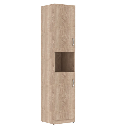 FULL HEIGHT CABINET MADE IN E1 LAMINATE CHIPBOARD WITH OPEN SHELF AND WOODEN SWING DOORS 386x375x1817 White by Treejar | Souqify