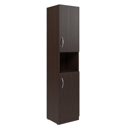 FULL HEIGHT CABINET MADE IN E1 LAMINATE CHIPBOARD WITH OPEN SHELF AND WOODEN SWING DOORS 386x375x1817 White by Treejar | Souqify
