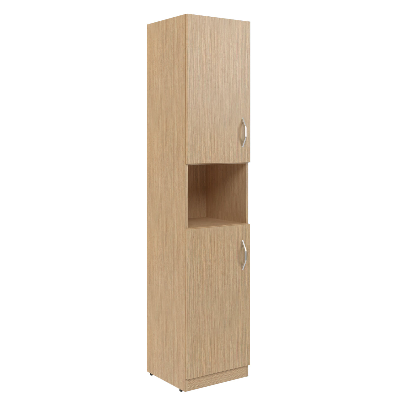 FULL HEIGHT CABINET MADE IN E1 LAMINATE CHIPBOARD WITH OPEN SHELF AND WOODEN SWING DOORS 386x375x1817 White by Treejar | Souqify