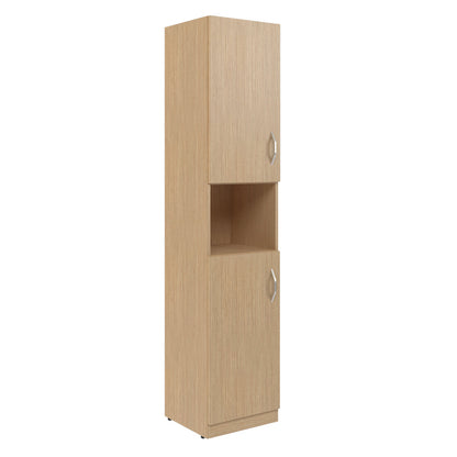 FULL HEIGHT CABINET MADE IN E1 LAMINATE CHIPBOARD WITH OPEN SHELF AND WOODEN SWING DOORS 386x375x1817 White by Treejar | Souqify
