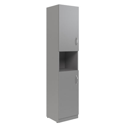 FULL HEIGHT CABINET MADE IN E1 LAMINATE CHIPBOARD WITH OPEN SHELF AND WOODEN SWING DOORS 386x375x1817 White by Treejar | Souqify