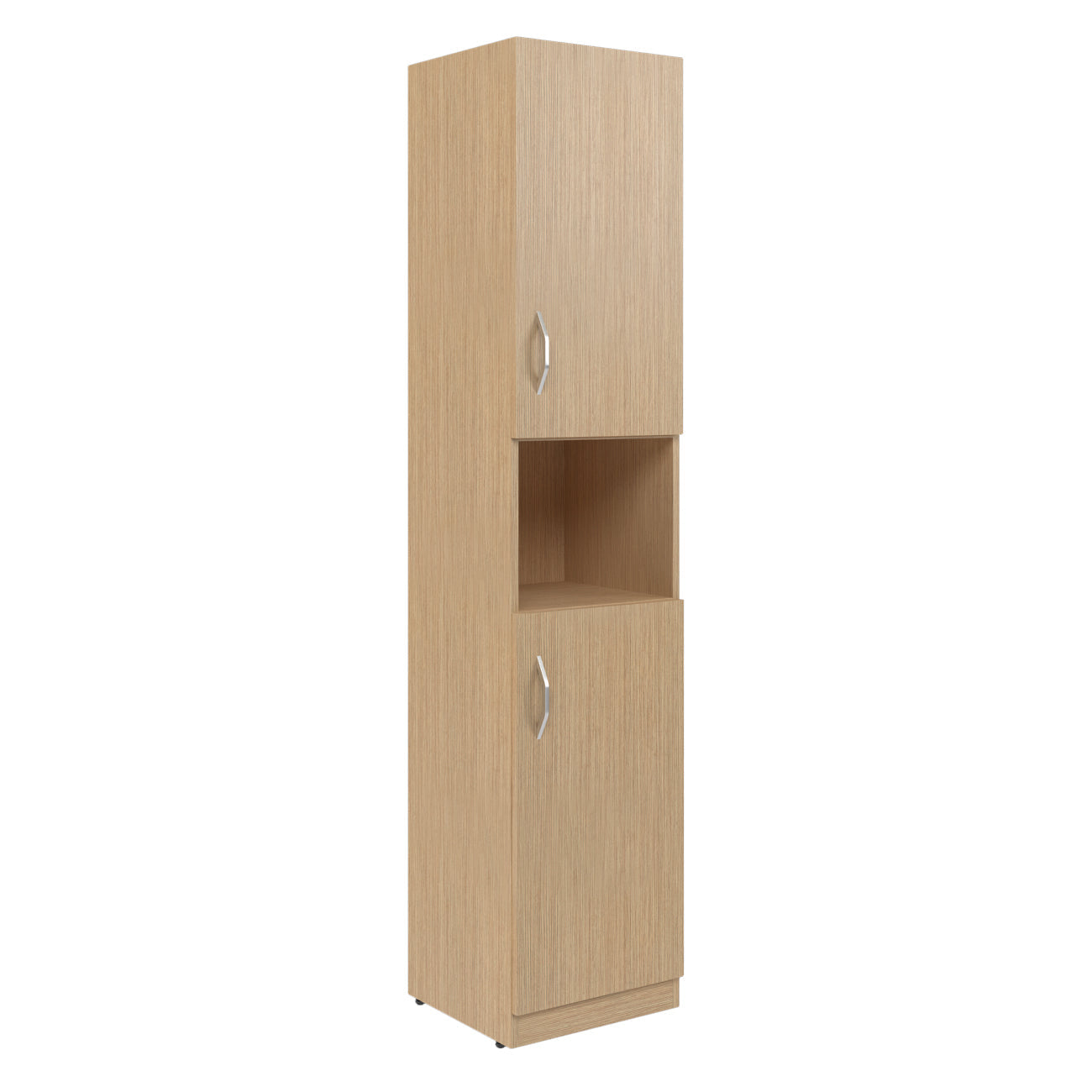 FULL HEIGHT CABINET MADE IN E1 LAMINATE CHIPBOARD WITH OPEN SHELF AND WOODEN SWING DOORS 386x375x1817 White by Treejar | Souqify