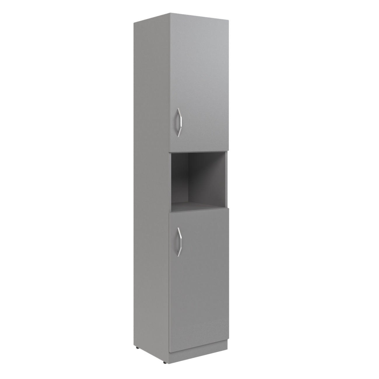FULL HEIGHT CABINET MADE IN E1 LAMINATE CHIPBOARD WITH OPEN SHELF AND WOODEN SWING DOORS 386x375x1817 White by Treejar | Souqify