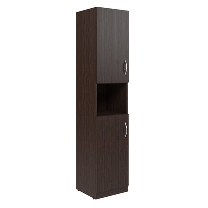 FULL HEIGHT CABINET MADE IN E1 LAMINATE CHIPBOARD WITH OPEN SHELF AND WOODEN SWING DOORS 386x375x1817 White by Treejar | Souqify