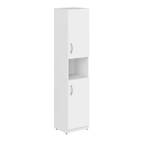 FULL HEIGHT CABINET MADE IN E1 LAMINATE CHIPBOARD WITH OPEN SHELF AND WOODEN SWING DOORS 386x375x1817 White by Treejar | Souqify