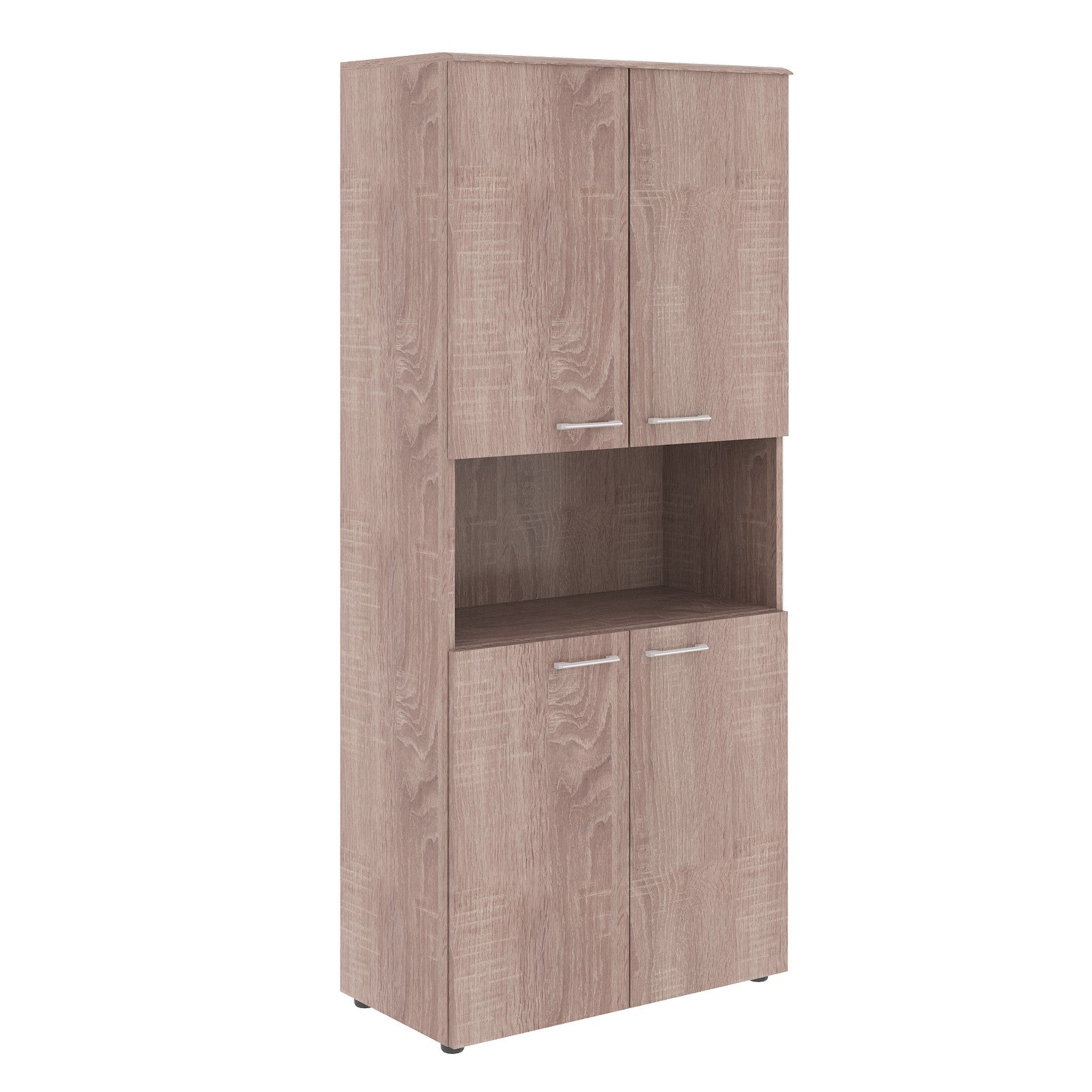 FULL HEIGHT CABINET MADE IN E1 LAMINATE CHIPBOARD WITH OPEN SHELF AND WOODEN SWING DOORS by Treejar | Souqify