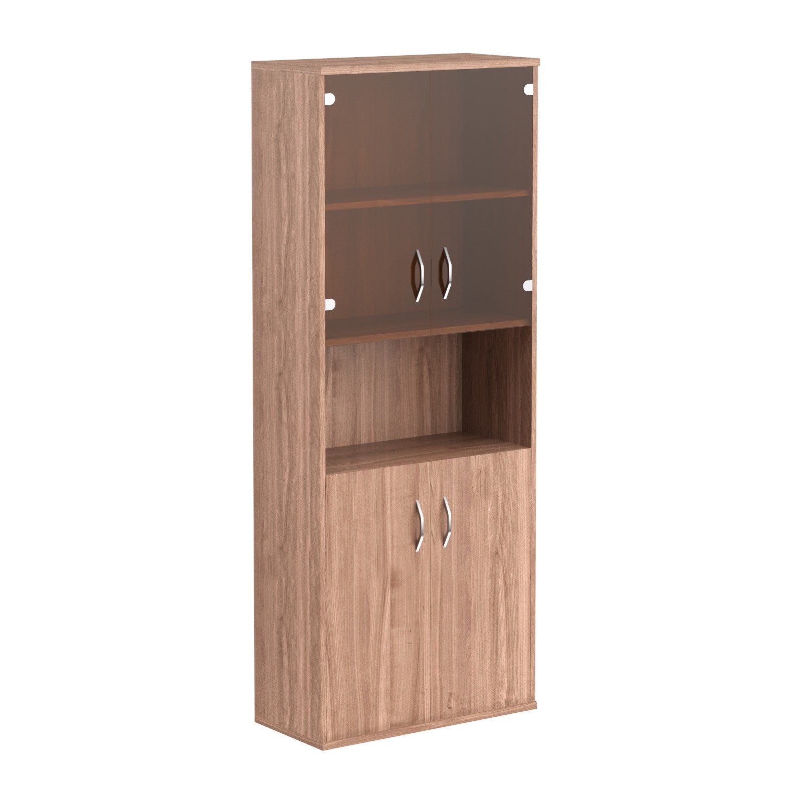 FULL HEIGHT CABINET, MADE IN E1 LAMINATE CHIPBOARD, WITH OPEN SHELF, GLASS AND WOODEN SWING DOORS by Treejar | Souqify