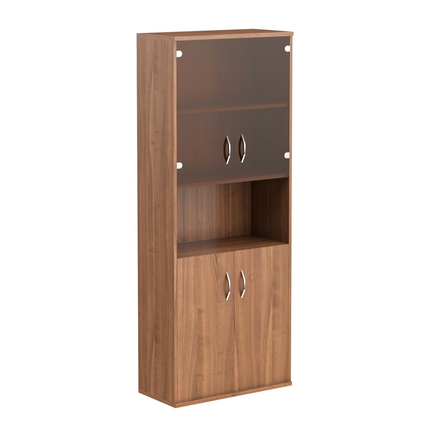 FULL HEIGHT CABINET, MADE IN E1 LAMINATE CHIPBOARD, WITH OPEN SHELF, GLASS AND WOODEN SWING DOORS by Treejar | Souqify