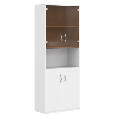 FULL HEIGHT CABINET, MADE IN E1 LAMINATE CHIPBOARD, WITH OPEN SHELF, GLASS AND WOODEN SWING DOORS by Treejar | Souqify