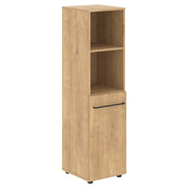 FULL HEIGHT CABINET, MADE IN E1 LAMINATE CHIPBOARD, WITH OPEN SHELVES AND WOODEN SWING DOOR by Treejar | Souqify