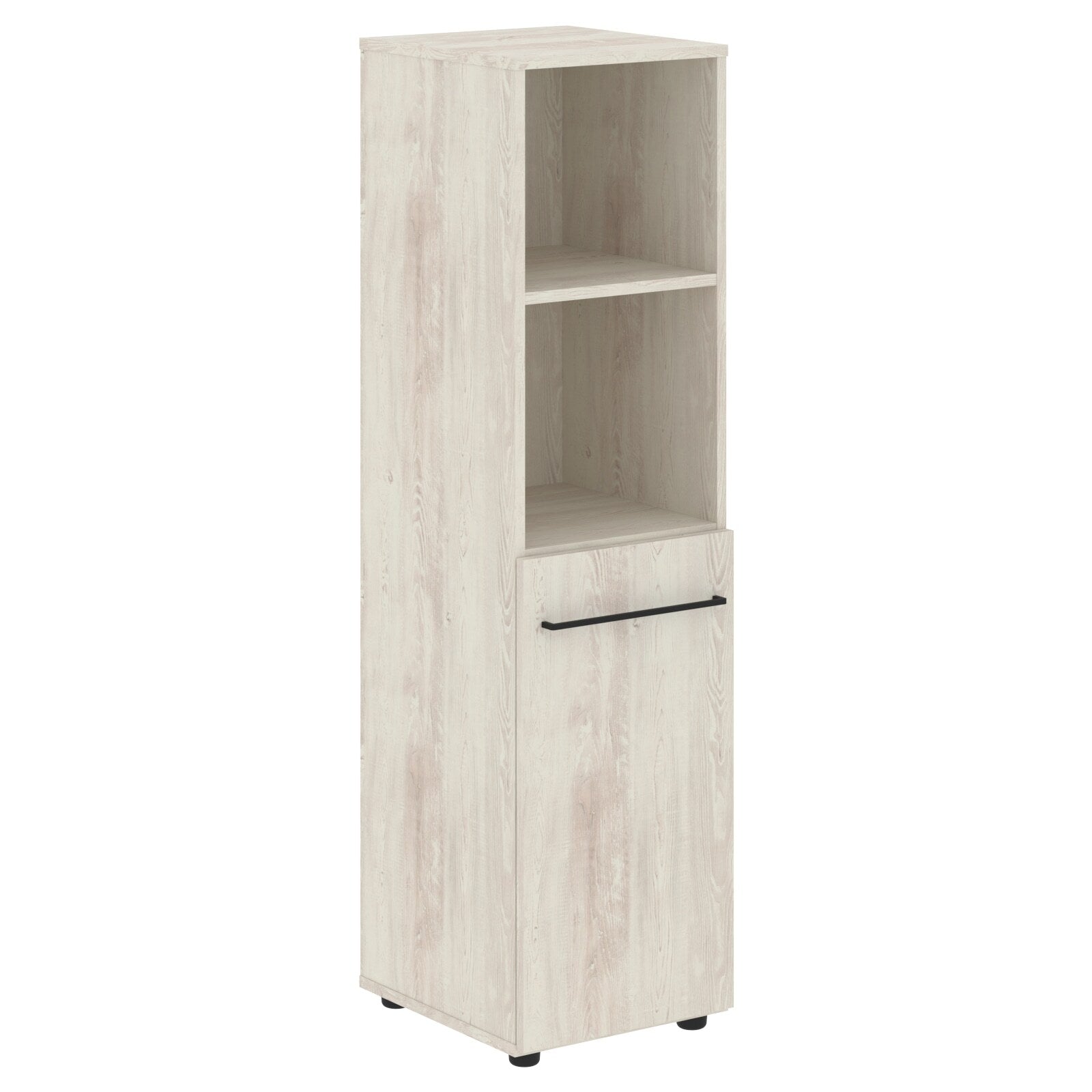 FULL HEIGHT CABINET, MADE IN E1 LAMINATE CHIPBOARD, WITH OPEN SHELVES AND WOODEN SWING DOOR by Treejar | Souqify