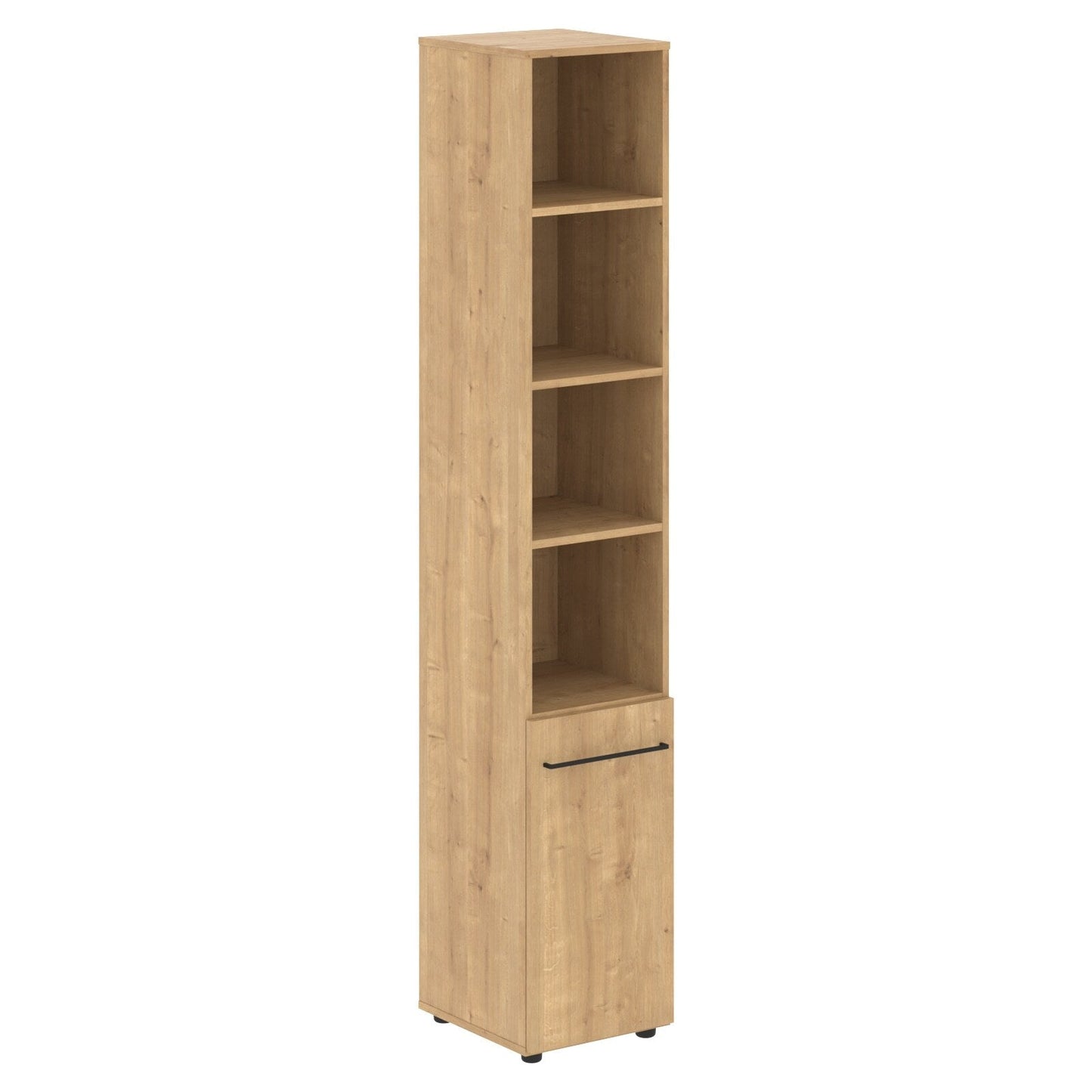 FULL HEIGHT CABINET, MADE IN E1 LAMINATE CHIPBOARD, WITH OPEN SHELVES AND WOODEN SWING DOOR by Treejar | Souqify