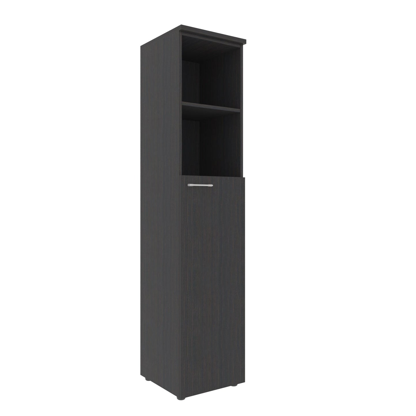 FULL HEIGHT CABINET, MADE IN E1 LAMINATE CHIPBOARD, WITH OPEN SHELVES AND WOODEN SWING DOOR by Treejar | Souqify