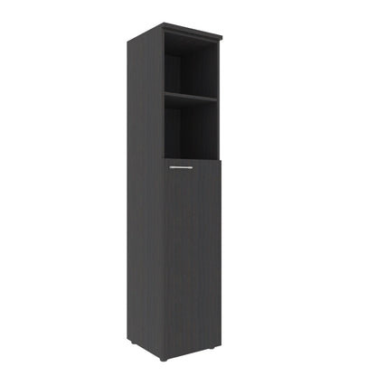 FULL HEIGHT CABINET, MADE IN E1 LAMINATE CHIPBOARD, WITH OPEN SHELVES AND WOODEN SWING DOOR by Treejar | Souqify