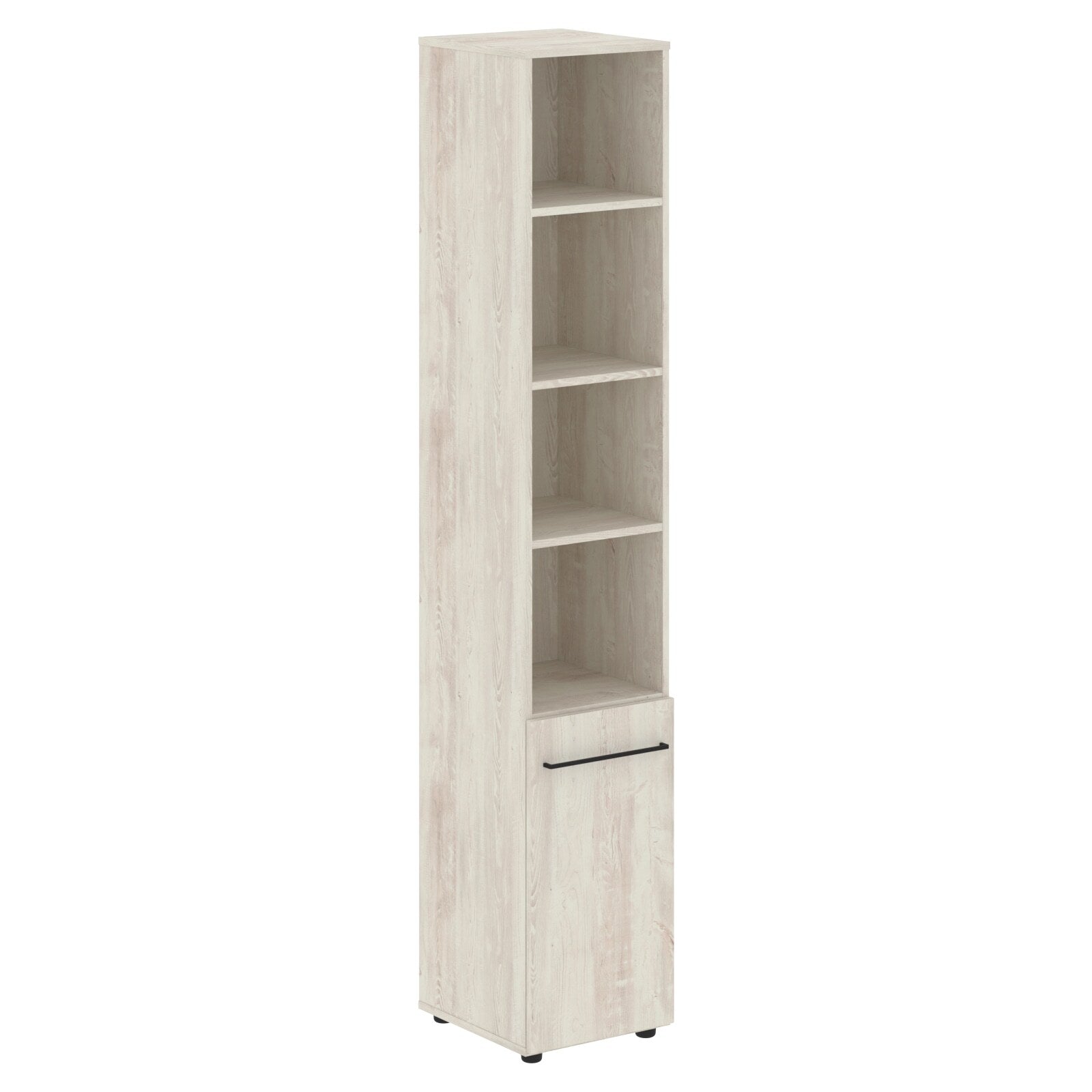 FULL HEIGHT CABINET, MADE IN E1 LAMINATE CHIPBOARD, WITH OPEN SHELVES AND WOODEN SWING DOOR by Treejar | Souqify