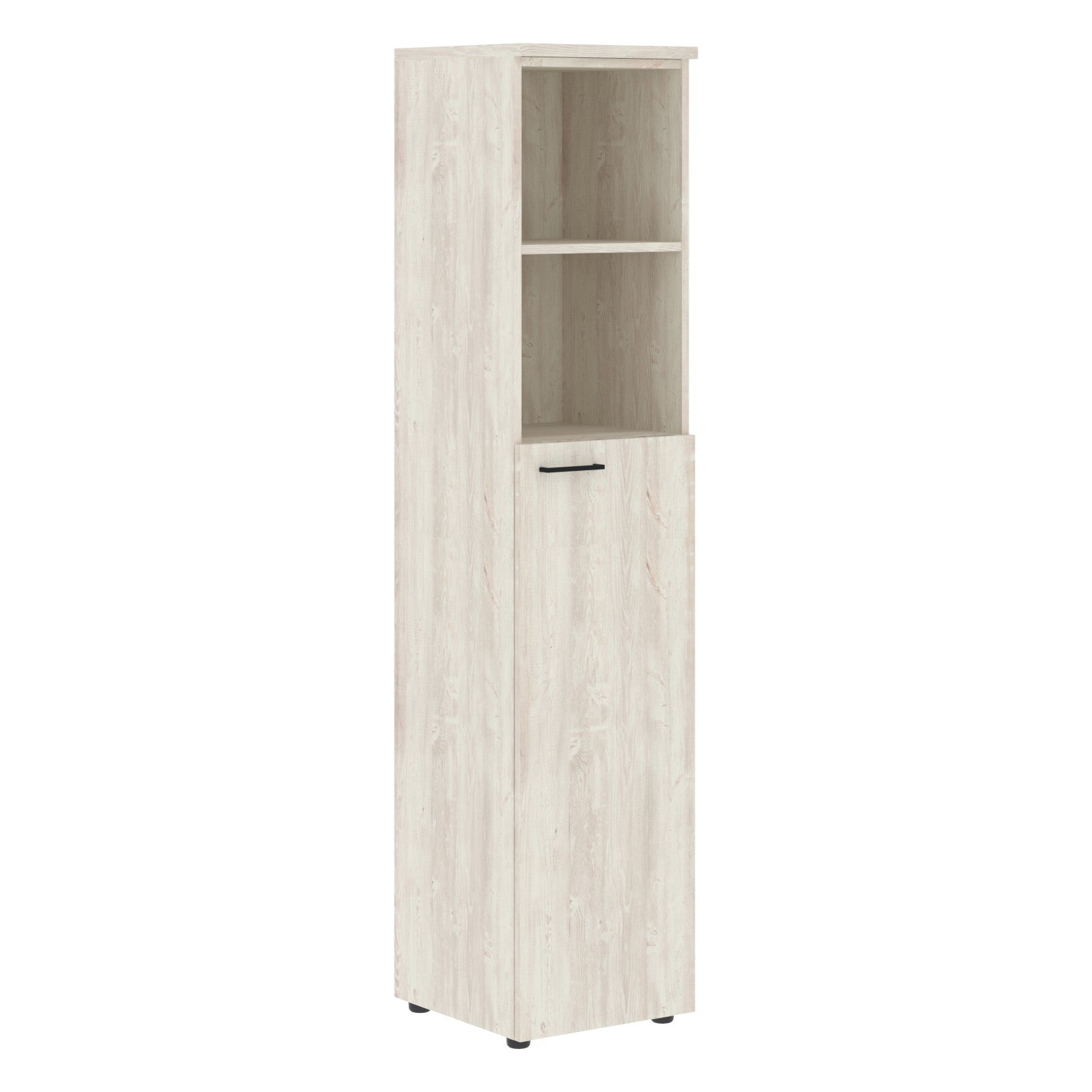 FULL HEIGHT CABINET, MADE IN E1 LAMINATE CHIPBOARD, WITH OPEN SHELVES AND WOODEN SWING DOOR by Treejar | Souqify