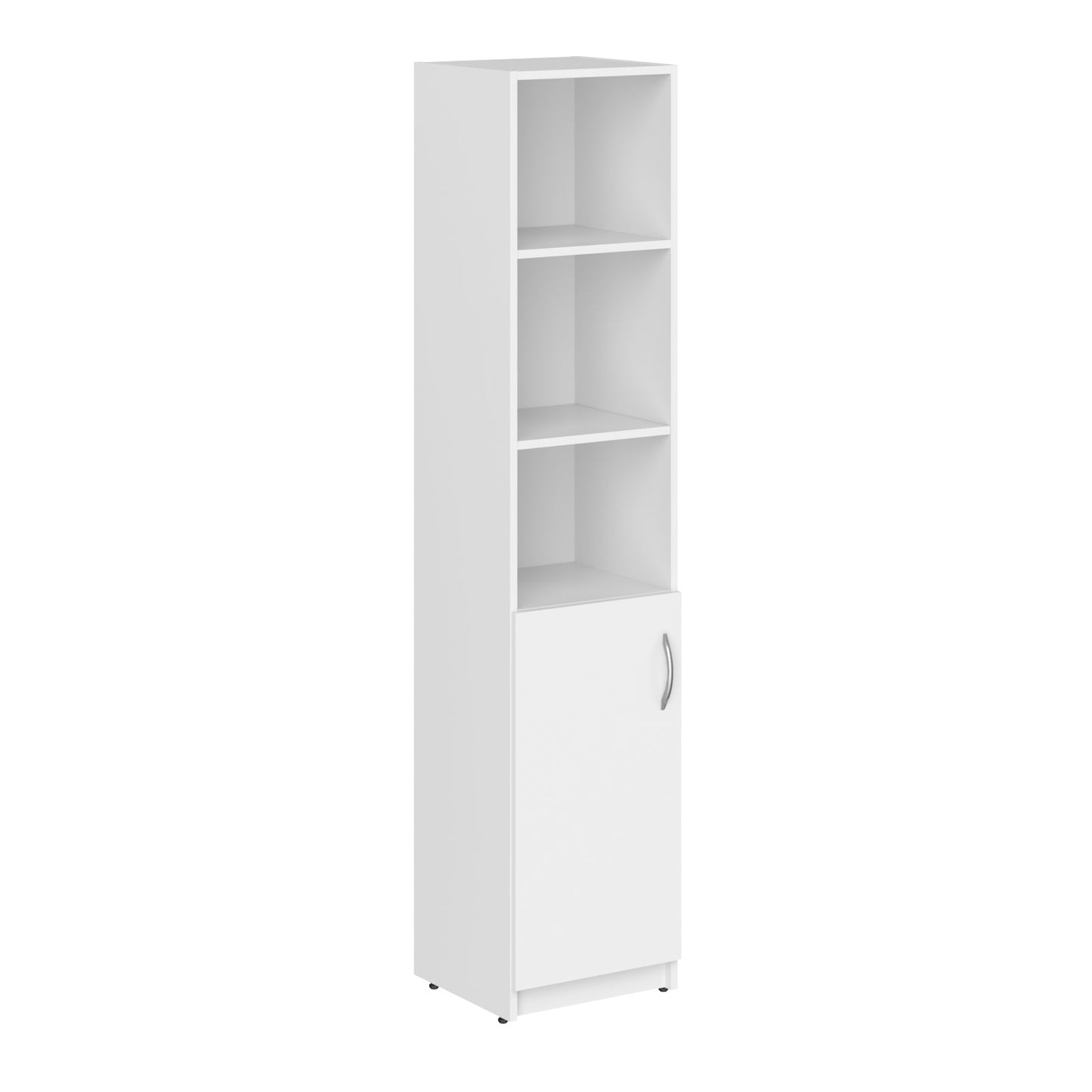 FULL HEIGHT CABINET MADE IN E1 LAMINATE CHIPBOARD WITH OPEN SHELVES AND WOODEN SWING DOORS 386x375x1817 White by Treejar | Souqify