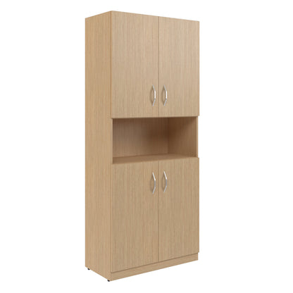FULL HEIGHT CABINET MADE IN E1 LAMINATE CHIPBOARD WITH OPEN SHELVES AND WOODEN SWING DOORS 770x375x1817 White by Treejar | Souqify
