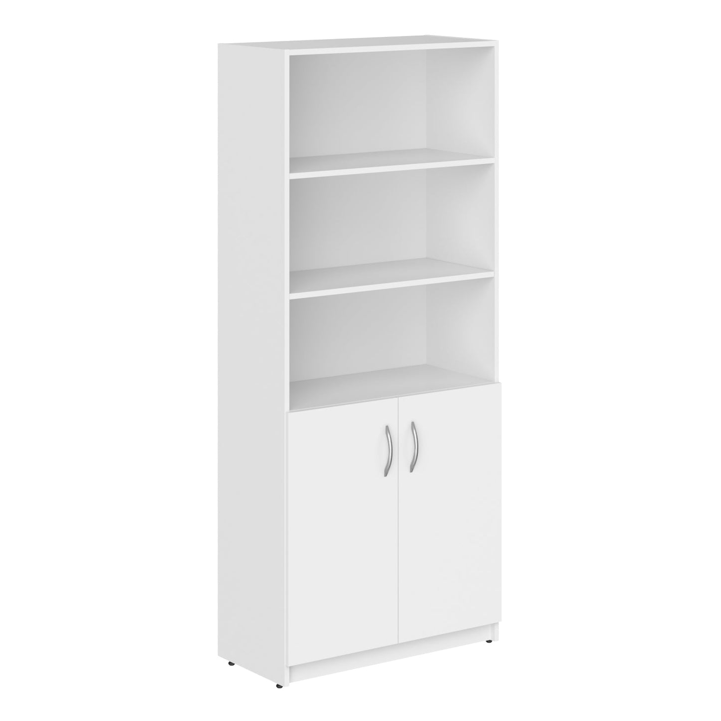 FULL HEIGHT CABINET MADE IN E1 LAMINATE CHIPBOARD WITH OPEN SHELVES AND WOODEN SWING DOORS 770x375x1817 White by Treejar | Souqify