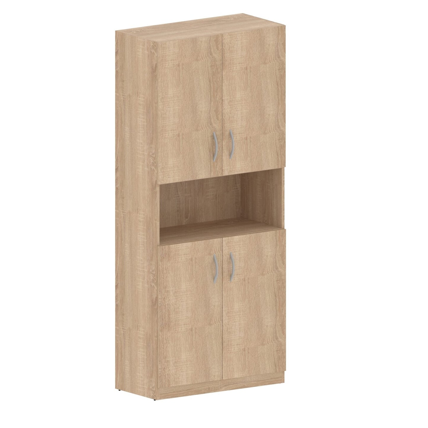 FULL HEIGHT CABINET MADE IN E1 LAMINATE CHIPBOARD WITH OPEN SHELVES AND WOODEN SWING DOORS 770x375x1817 White by Treejar | Souqify