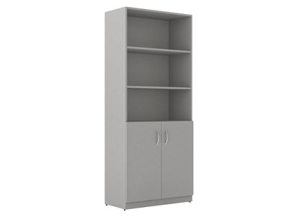 FULL HEIGHT CABINET MADE IN E1 LAMINATE CHIPBOARD WITH OPEN SHELVES AND WOODEN SWING DOORS 770x375x1817 White by Treejar | Souqify