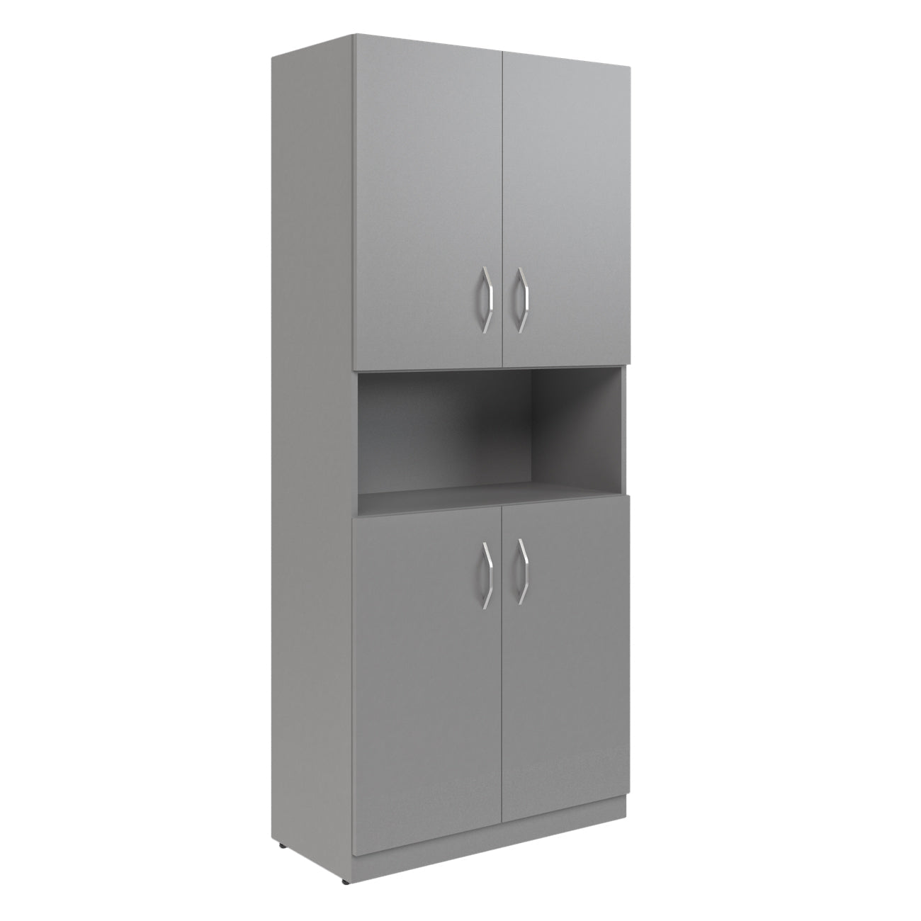 FULL HEIGHT CABINET MADE IN E1 LAMINATE CHIPBOARD WITH OPEN SHELVES AND WOODEN SWING DOORS 770x375x1817 White by Treejar | Souqify