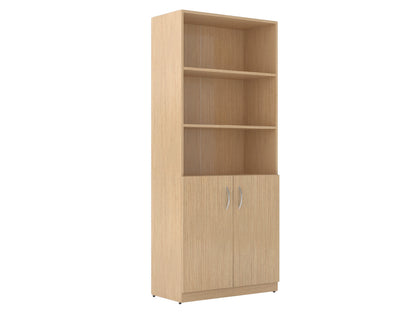 FULL HEIGHT CABINET MADE IN E1 LAMINATE CHIPBOARD WITH OPEN SHELVES AND WOODEN SWING DOORS 770x375x1817 White by Treejar | Souqify